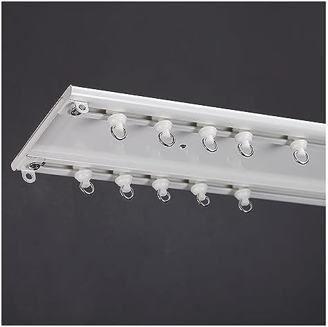 Ultra-Thin Double Curtain Track Ceiling Mount - Adjustable 4ft to 20ft Aluminum Room Divider Rod for Home, Office & Kindergarten - Easy Cuttable & Stylish White Finish