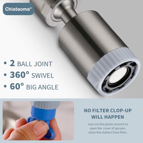 Image of Rotating Faucet Nozzle,360 Swivel Kitchen Faucet Aerator Splash-Proof, 3-Flow Sprayer Female Bathroom Faucet Attachment,Faucet Attachment for Kitchen Sink,Faucet Aerator Sprayer Brushed Nickel