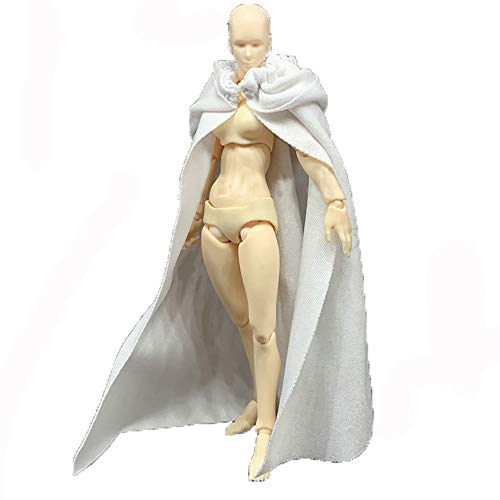 SSbeauty M 1:12 Scale Fabric Cape Cloak with Hat for 6 inch 1/12 Action Figure Clothes (White Cloak)