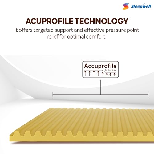 Image of Sleepwell Pro FitRest Mattress | 10 Years Warranty | Acuprofile Technology | Impression (Memory) Foam | Neem Fresche Technology | Resitec (HR) Foam | Double-Layer Quiltec Foam | King Bed | 78X72X6