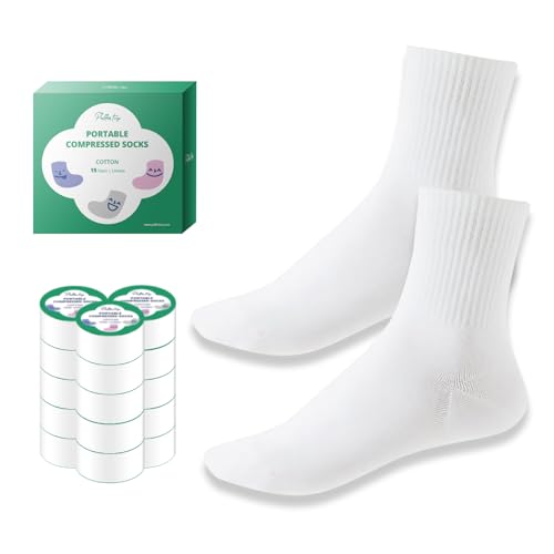 Compressed Cotton Travel Socks Reusable Compact Packed Breathable Unisex for Traveling Camping Business Trip Hospital Hotel