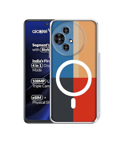Image of Back Cover for Alcatel V3 Ultra 5G Color Block Minimal Magnetic Ring Design (Not Magnetic Compatible) | UV Printed Soft TPU Shockproof Back Case for Alcatel V3 Ultra 5G