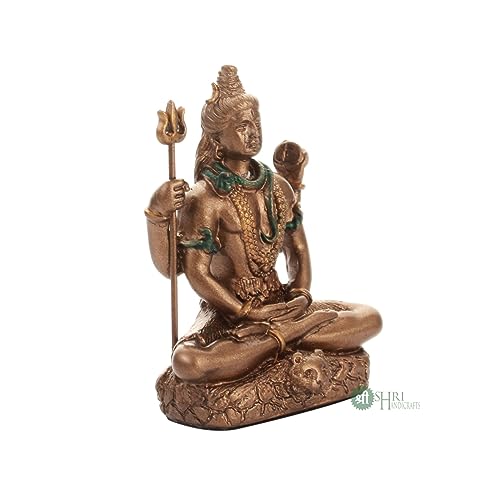 Image of Resin 3 inch Shiva Copper Finish Hindu God Statue Shiv Ji Idol Figurine Decoration and Pooja Sculpture Office House Warming Statue