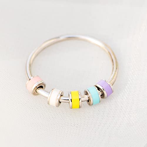 Storyjewellery Fidget Rings For Women, Anxiety Ring For Girls, Silver Enamel Fidget Rings, Fidget Rings For Anxiety For Women, Gifts For Women (All Silver Mac 06) #TOP2