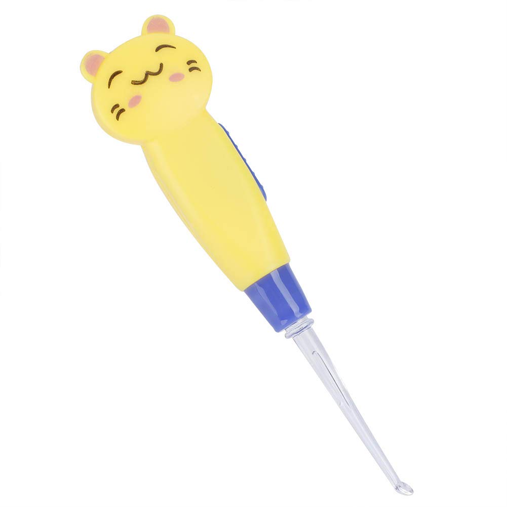 Cartoon LED Flashlight Earpick Earwax Remover with Scoop and Tweezers ABS Cute Ear Cleaner for Baby Care Yellow