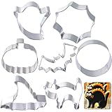 Kanehosi Halloween Cookie Cutters 7Pcs, Bat Pumpkin Magic Hat Cat Cookie Cutter, Sturdy Easy to Clean & Demold Pancake Dough Molds for Halloween Baking
