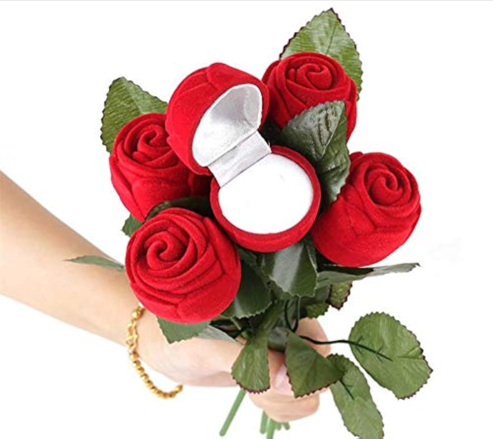 Wooden Ring Box with Red Velvet, Valentine's Gift