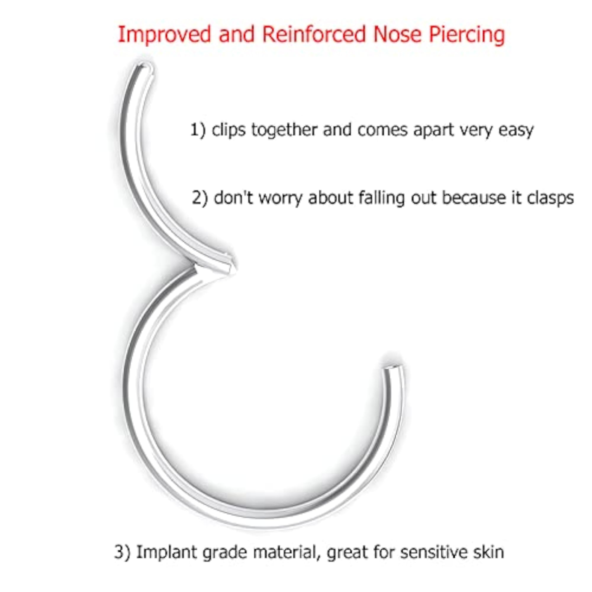 Gold-Plated Titanium Nose Ring, Clicker Style