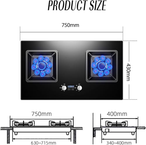 Estufa a gas doble con panel de vidrio templado 2 puestos miniatura 2