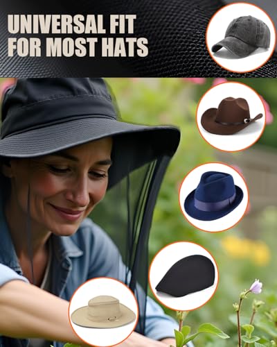 AWEWEI Mosquito Head Net, 2 Pack Cooling Ice Silk Bug Net for Head, Ultra Fine Soft Large Long Mesh Face Cover Mask Hood Screen from Fly Bug Gnat for Camping Fishing Hiking, Fits Most Hats