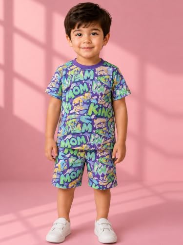 Image of UZARUS Kids Boys' Printed T-Shirt and Shorts Combo Set | Comfortable Summer Wear | Daily Casual Outfit | (Pack of 3)
