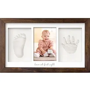 KeaBabies Baby Hand and Footprint Kit, Clay Keepsake Frame (Dark Walnut)