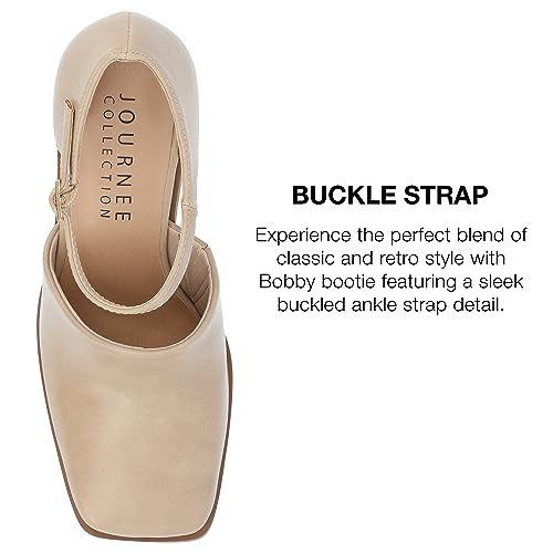 Journee Collection Faux Leather Block Heel Loafers with Square Toe and Buckle Closure3