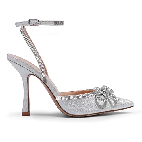 Dream Pairs Womens High Heels Destiny Closed Toe Strappy Heels Sexy Rhinestone Ankle Strap Pumps Wedding Bridal Party Dress Shoes, Silver - 7.5 (Sdpu2208W) #TOP15