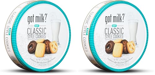 Image of got milk? Classic Style Cookies, Chocolate & Butter Cookies, 12-Oz. Cookie Tin, Traditional Style Danish Butter and Chocolate Cookies for Dessert or Snack, Gift Tin, Retail Pack (Pack of 2)