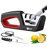 4-in-1 Knife Sharpener Professional - Diamond + Tungsten Steel + Ceramic Blades Tool for Chef's Knives and Scissors