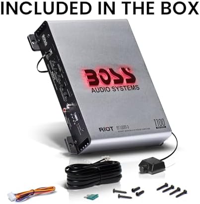 BOSS Audio Systems R1100M-S Riot Series Car Audio Subwoofer Amplifier - 1100 High Output, Monoblock, Class A/B, 2/4 Ohm Stable, Low/High Level Inputs, Low Pass Crossover, Mosfet, Hook Up to Stereo