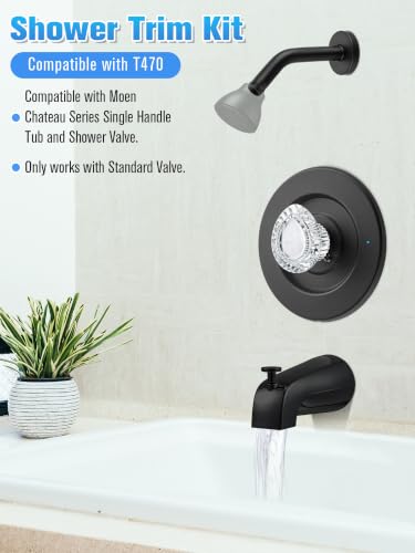 Tub and Shower Trim Compatible with Moen Chateau T470,Matte Black by Avenuebool - Used condition - Image 18
