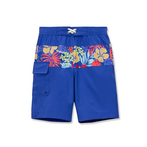 Lands' End Boys Chlorine Resistant Stretch Print Blocked Hydroliner Board Swim Trunks XX-Large Tropical Floral/Dazzling Blue