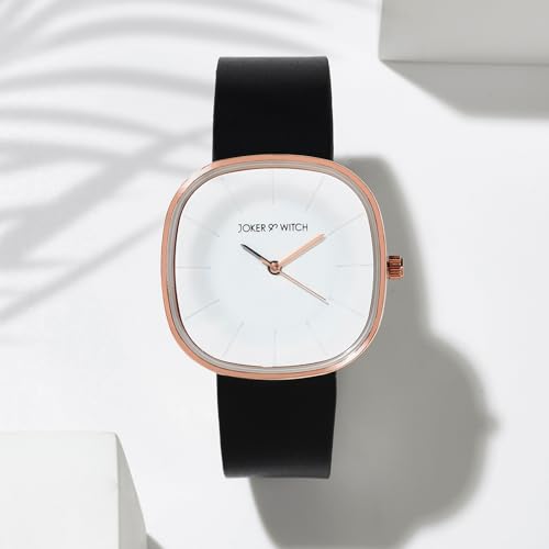 Image of Joker & Witch Albin 38mm White Dial 18mm Black Faux Leather Watch for Women