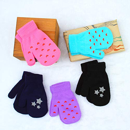 Cooraby 6 Pairs Toddler Magic Stretch Mittens Winter Unisex Baby Knitted Gloves Mittens (Mixed Color G, 2-4 Years) #TOP4