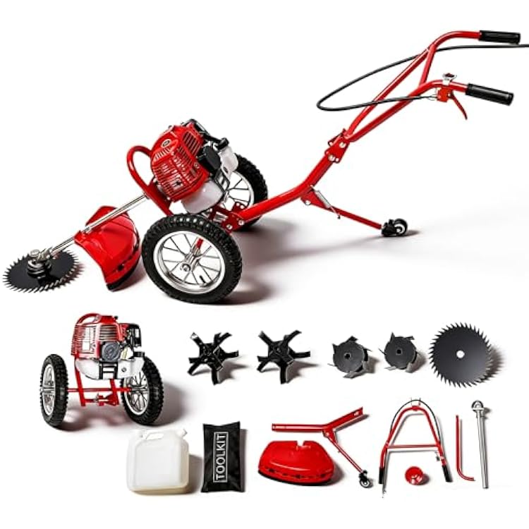 Two-Stroke Hand Push Lawn Mower Gas Powered Two-Stroke Lawn Mower Hand Push Irrigation Mower Single Cylinder Gasoline Engine Grass Trimmer