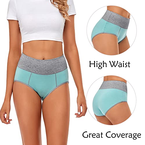 Image of CULAYII High Waisted Underwear for Women Cotton No Muffin Top Full Coverage Briefs Soft Stretch Ladies Panties 5 Pack