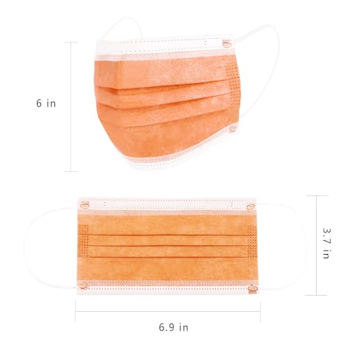 Image of Borje Disposable Face Mask 100 Pcs Face Masks 3 Ply Protection Masks (Tangerine)
