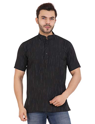 Image of LATEST CHIKAN Men's Cotton Regular Textured Short Kurta Half Sleeves - (SK-DJ)