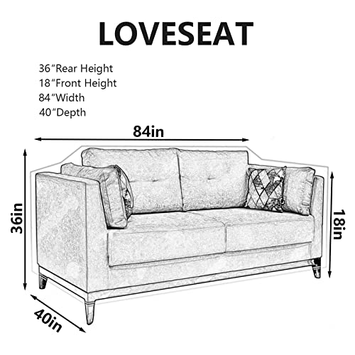 Wokire Plastic Loveseat Cover - 84" W x 40" D x 36" RH x 18" FH - Heavy Duty Vinyl, Waterproof, Slipover - Protects Pets Scratches