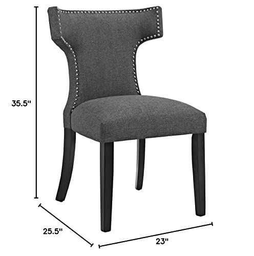 Modway Curve Mid-Century Modern Upholstered Fabric With Nailhead Trim In Gray, One Chair, Grey #TOP2