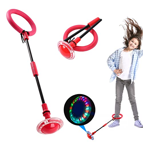 HONGECB LED Plegable Saltar Bola, Anillo De Salto De Tobillo, Colorida Flash Bola De Salto, Juguete De Fitness para Niños y Adultos, Juguete De Deportes Aire Libre, Rojo Cover