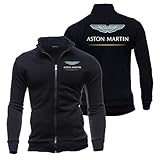 Chaqueta Hombre de Clásica al Aire Libre Aston mar-t.in, Chaqueta Bomber con Cuello Levantado, Openair Jacket para Otoño y Primavera, Ligera(Black,S)