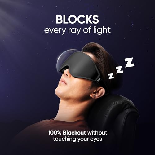 Image of Frido 3D Eye Mask for Men & Women | 100% Blackout Sleep Mask | Zero Pressure Memory Foam for Eyelids & Lashes | Adjustable Straps for Travel & Meditation | Soft Comfortable Night Eye Cover - Pitch Black
