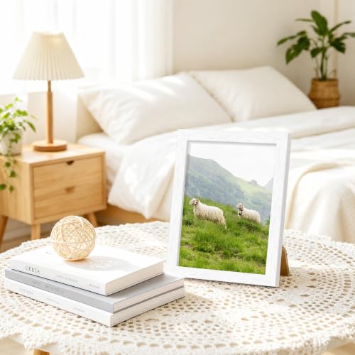 Image of 5x7 Picture Frame Set of 2, Solid Wood Frames, White Woodgrain