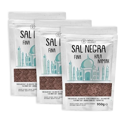 Sal Kala Namak, Fina, 100% Natural, |Sabor Huevo| Sin Aditivos, Sin Refinado. Sal Negra Del Himalaya. Mayor Contenido En Oligoelementos. Para Sazonar. (2850g (Pack de 3), Fina)