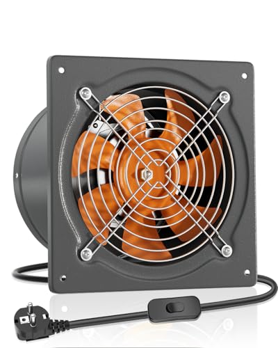 HG Power - Extractor de aire (150 mm, ventilador de pared, 535 m³/h, con válvula antirretroceso, material metálico con enchufe de la UE, para oficina, ático, cocina, color gris HG Power - Extractor de aire (150 mm, ventilador de pared, 535 m³/h, con válvula antirretroceso, material metálico con enchufe de la UE, para oficina, ático, cocina, color gris