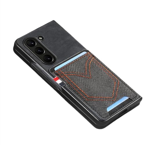 Étui antichoc Samsung Z Fold 5 4 3 portefeuille cuir noir