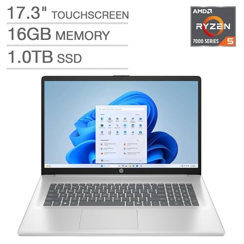 Image of HP 17.3 inch FHD Touchscreen Laptop - AMD Ryzen 5 7430U CPU, 250 Nits IPS Display, Webcam, Wifi6, Win 11 Pro for Business & Students(32GB RAM 1TB SSD)