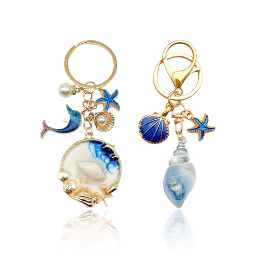 Porte-Clés en Forme De Dauphin 2 Pièces, Porte-Clés Motif Océan, Pendentif Sac À Dos Mignon Et Pratique, Cadeau De Noël.