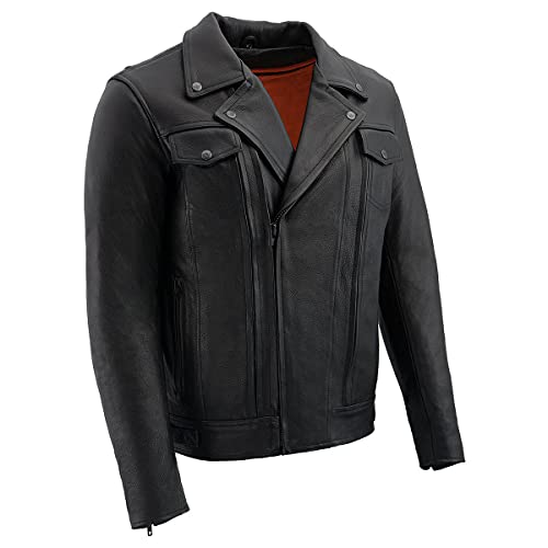 Image of Milwaukee Leather Men's Classic Police Style M /C Jacket - LKM1781 Black