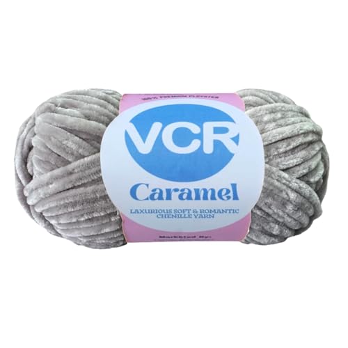 Image of VCR Silver Grey Caramel Yarn, 100 Grams Hank, 115 Meters Length, Premium Polyester Ball for Crochet and Knitting, Soft Crosia Threads, Pack of 1 Yarn, Suitable for DIY Crafts