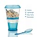 Cereal On The Go, Cup Container Breakfast Drink Milk Cups Portable Yogurt and Travel To-Go Food Containers Storage With Spoon(Blue)