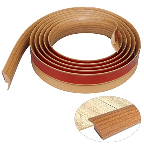 Tira de umbral adhesiva perfil de transición tiras de transición de suelo perfil PVC de suelo umbral de transición para alfombra compensación de altura inferior a 5mm (2m, grano de madera amarillo)