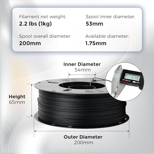 Image of VOXELAB Carbon Fiber ASA Filament 1.75mm,UV /Rain /Heat Resistant Tough 3D Printer Filament, ASA CF Great for Printing Outdoor Functional Mechanical Parts, 1kg Spool (2.2lbs), Carbon Fiber Black