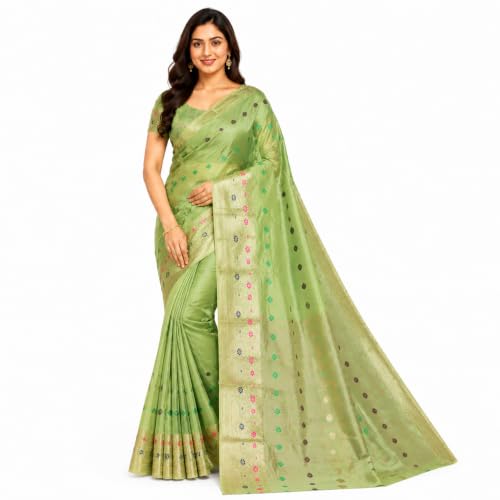 Image of Sarees for Women Wear Organaza Silk Banarasi Sari Kanjivaram Soft Pure Paithani Wedding Original Kanchipuram Pattu Sadi with Blouse Piece 2026 (Flowermeena)