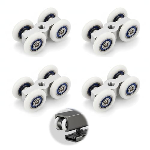 Sariputa 4 pièces de rouleaux pour portes coulissantes avec filetage M6, rouleaux silencieux à 4...