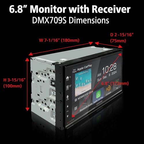 Image of KENWOOD DMX709S eXcelon 6.95-Inch Capacitive Touch Screen, Car Stereo, CarPlay and Android Auto, Bluetooth, AM /FM HD Radio, MP3 Player, USB Port, Double DIN, 13-Band EQ, SiriusXM