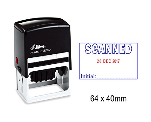 Self Inking Shiny Date Stamper with Scanned & Initial Text Office Stationery Rubber Stamp S-829D