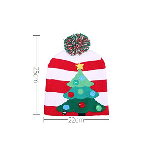 KESYOO Natal Unissex Adulto Luz para Cima de Malha Gorro Boné Feio Suéter Led Luz para Cima Chapéu F